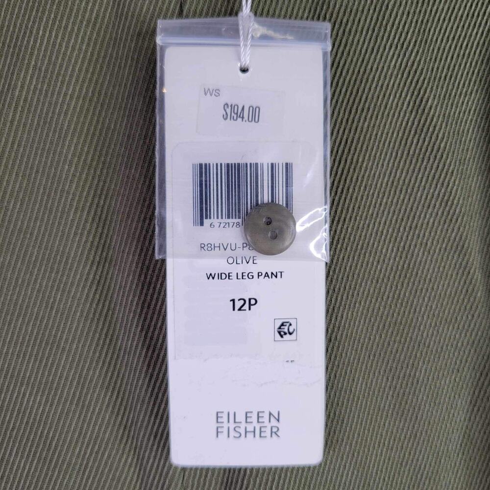 Eileen Fisher Pants Trouser Wide Leg Tencel Stretch Size 12 P Pockets Green New - Picture 8 of 11